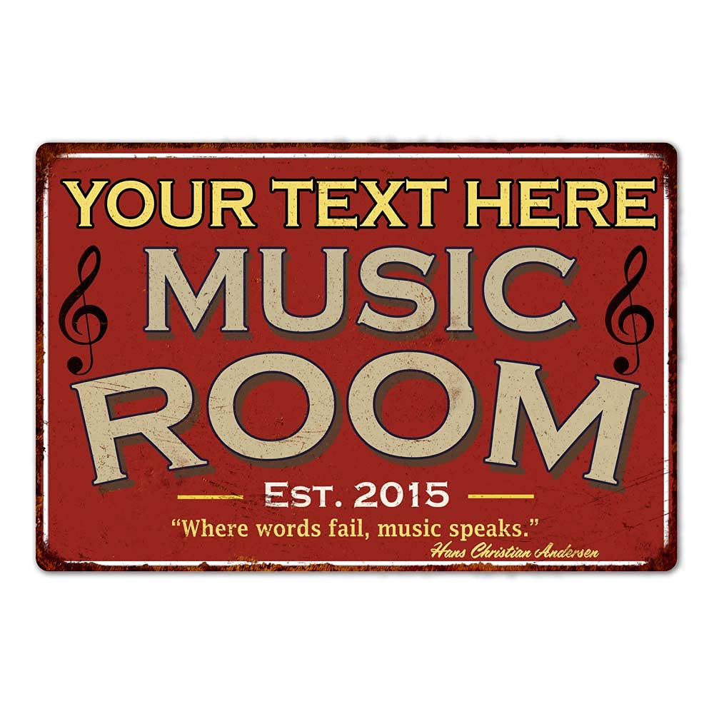 Musical Instrument Sign - Placa Personalizada para Sala de Música,