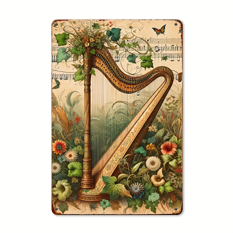 Musical Instrument Sign - Placa de Metal Vintage com Notas