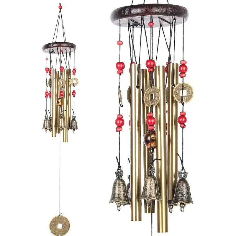 Wind Chime Tubular - Carrilhão de vento retrô tradicional chinês,