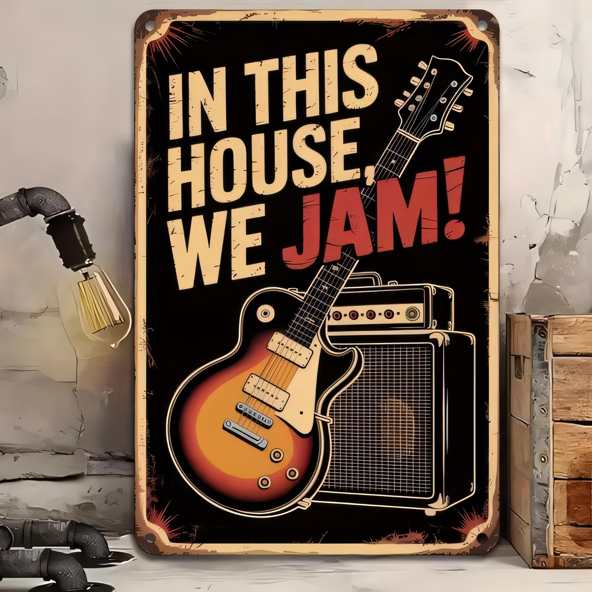 Musical Instrument Sign - Placa de Metal, Em Esta Casa,