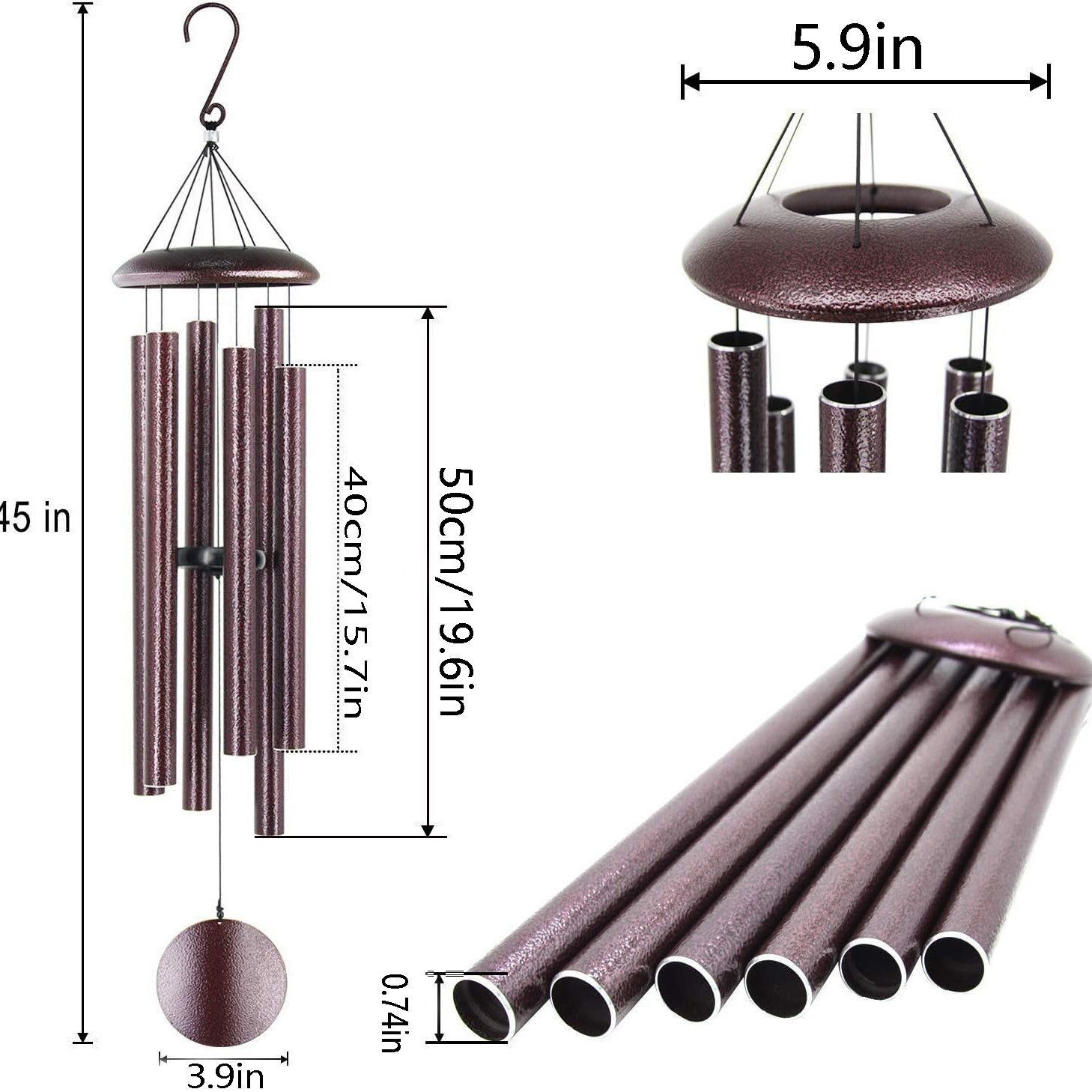 45 Polegada carrilhão de vento - Wind Chime Tubular avaliação e preço